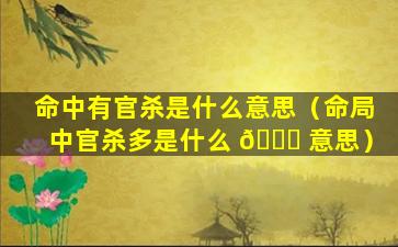 命中有官杀是什么意思（命局中官杀多是什么 🐒 意思）